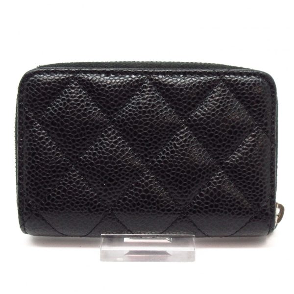 37478301 2 Chanel Classic Zip Coin Purse Matelasse Coin Case Round Zipper Caviar Skin Black Silver