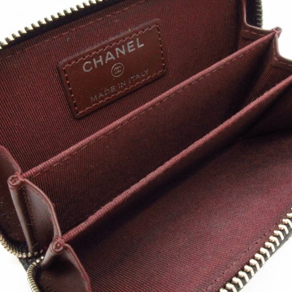 37478301 3 Chanel Classic Zip Coin Purse Matelasse Coin Case Round Zipper Caviar Skin Black Silver