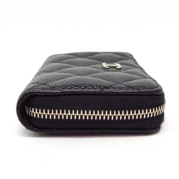 37478301 7 Chanel Classic Zip Coin Purse Matelasse Coin Case Round Zipper Caviar Skin Black Silver