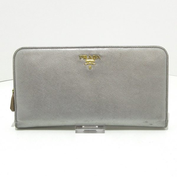 37572657 1 Prada Long Wallet Saffiano Leather Silver