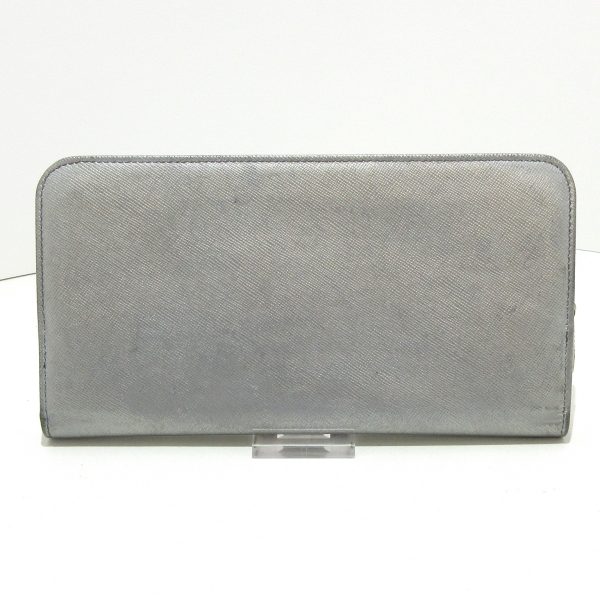 37572657 2 Prada Long Wallet Saffiano Leather Silver