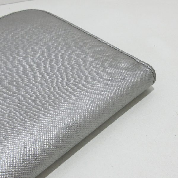 37572657 8 Prada Long Wallet Saffiano Leather Silver