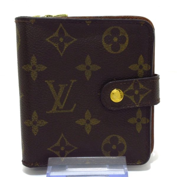 37573687 1 Louis Vuitton Compact Zip Canvas Monogram Bifold Wallet Brown