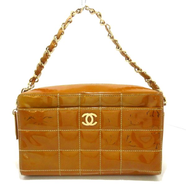 37574280 1 Chanel Choco Bar Handbag Enamel Leather Light Brown