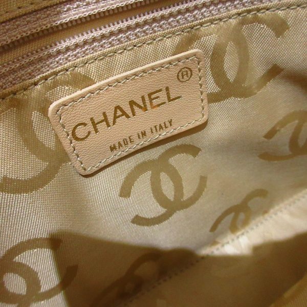 37574280 7 Chanel Choco Bar Handbag Enamel Leather Light Brown