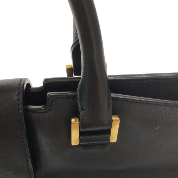 37586023 9 Saint Laurent Paris Baby Cabas Leather Metal Handbag Black