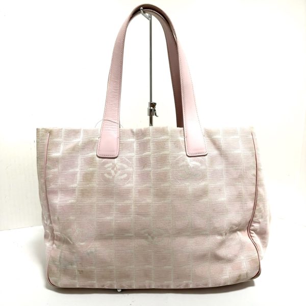 37588608 3 Chanel New Travel Line Tote Mm Tote Bag Nylon Jacquard Leather Pink Ivory