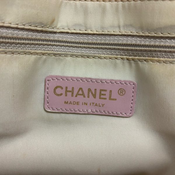 37588608 8 Chanel New Travel Line Tote Mm Tote Bag Nylon Jacquard Leather Pink Ivory