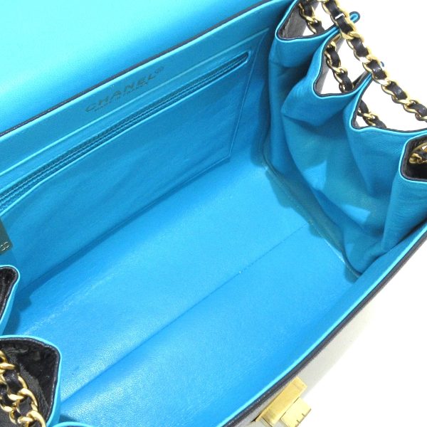 37591629 6 Chanel Chocolate Bar 255 Shoulder Bag Lambskin Black Blue