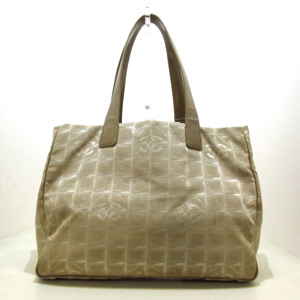 37594759 3 Chanel New Travel Line Tote Mm Tote Bag Nylon Jacquard Leather Beige White