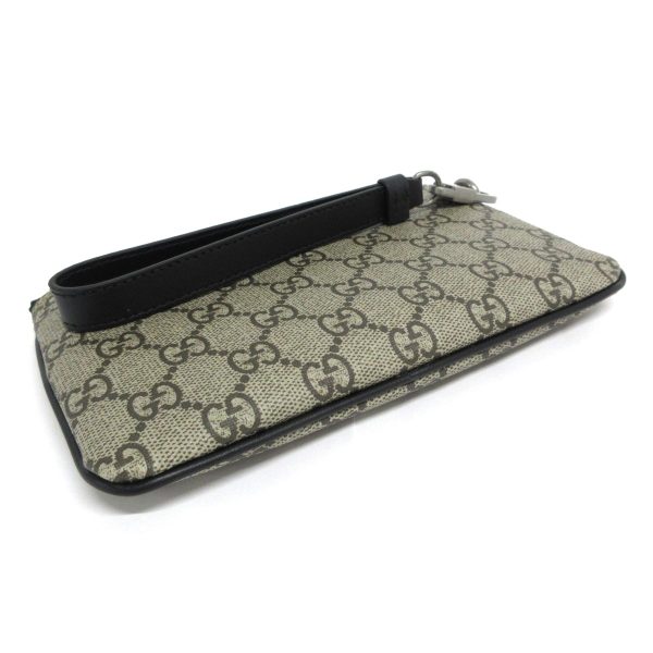 37603505 3 Gucci Snake Print GG Supreme Wristlet Beige