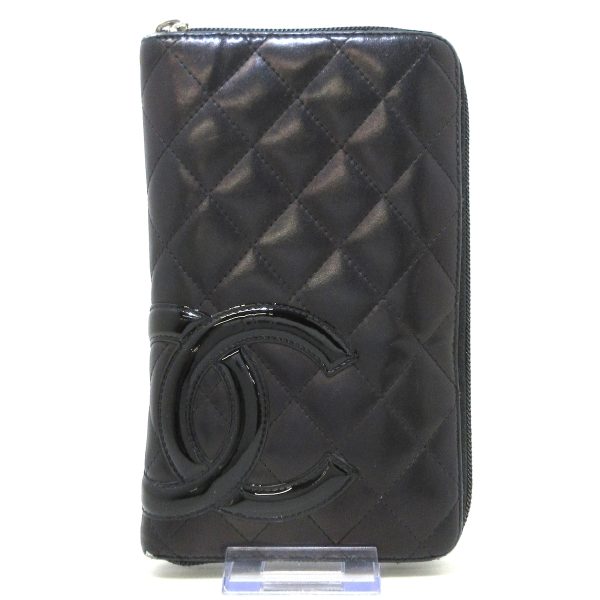 37607167 1 Chanel Cambon Line Long Wallet Lambskin Enamel Black