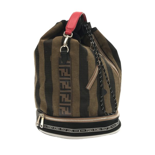 37610881 2 Fendi Handbag Nylon Khaki Black Red