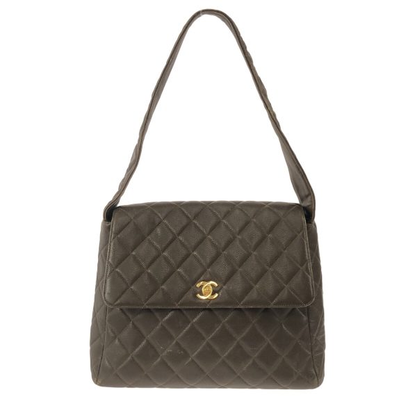 37629051 1 Chanel Trapezoid Matelasse Shoulder Bag Caviar Skin Dark Brown