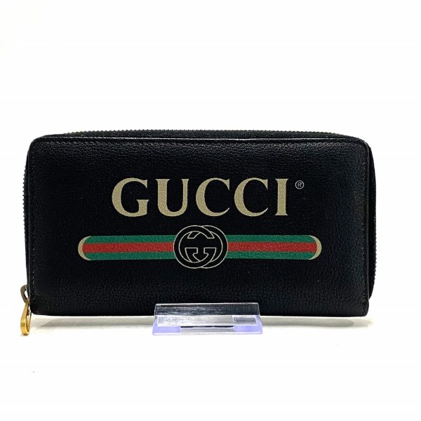 37629614 1 Gucci Print Zip Around Wallet Black Leather