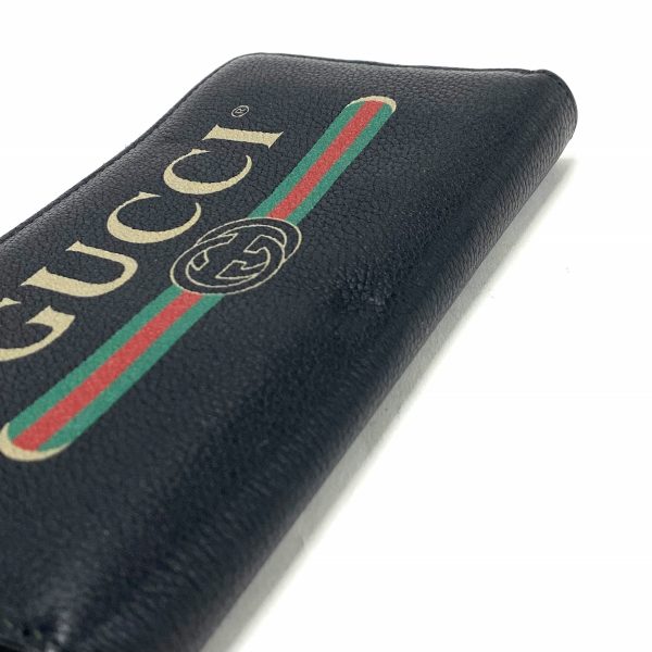 37629614 8 Gucci Print Zip Around Wallet Black Leather