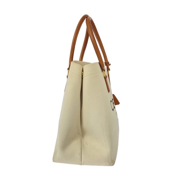 37671548 2 Celine New Horizontal Canvas Leather Tote Bag Ivory