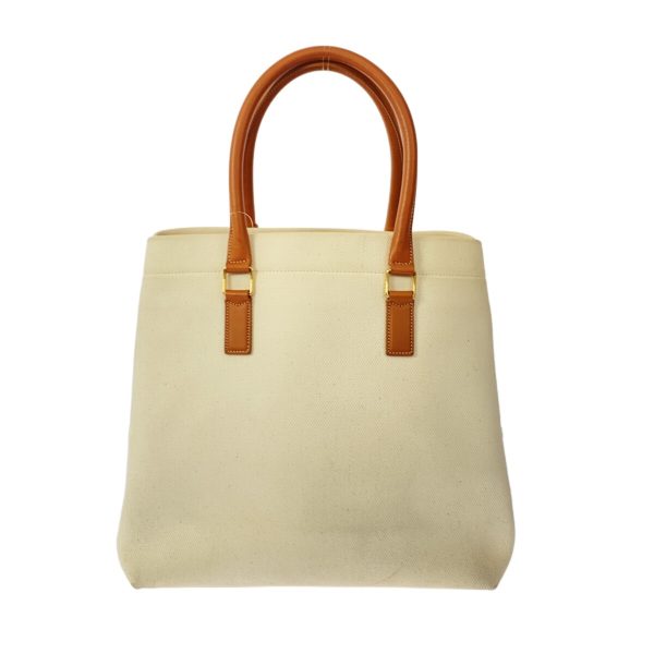 37671548 3 Celine New Horizontal Canvas Leather Tote Bag Ivory