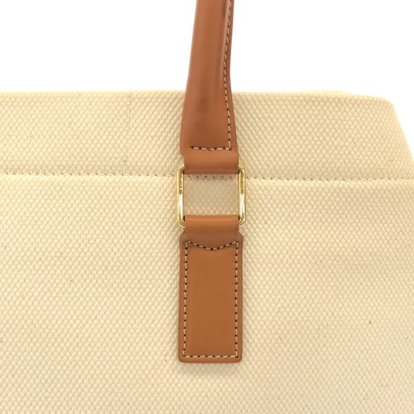 37671548 9 Celine New Horizontal Canvas Leather Tote Bag Ivory