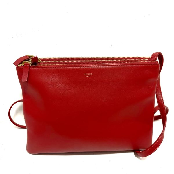 37678087 1 Celine Tri Large Leather Shoulder Bag Red