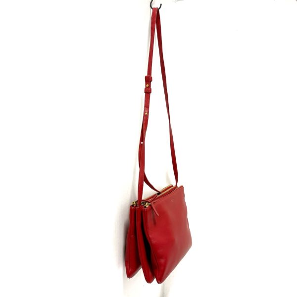 37678087 2 Celine Tri Large Leather Shoulder Bag Red