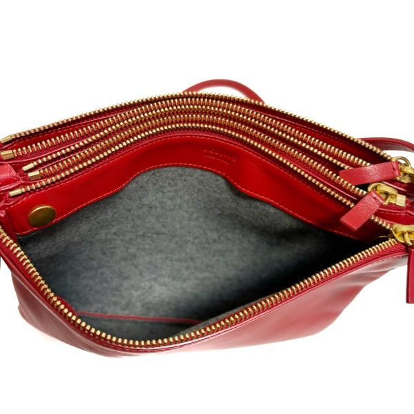 37678087 7 Celine Tri Large Leather Shoulder Bag Red