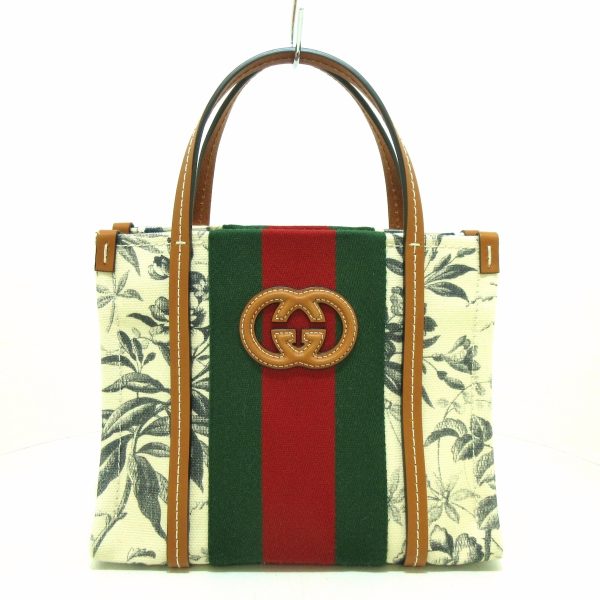 37679301 1 Gucci Interlocking G Canvas Tote Bag Floral White