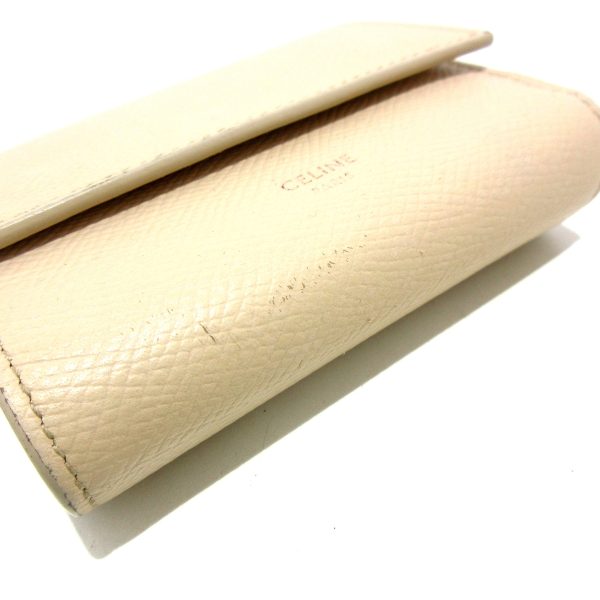 37688730 7 Celine Small Trifold Leather Wallet Ivory