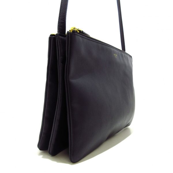 37688951 2 Celine Leather Trio Large Shoulder Bag Navy