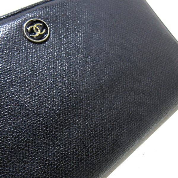 37701229 10 Chanel Coco Button Long Wallet Caviar Skin Black