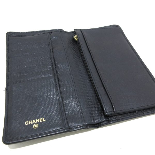 37701229 3 Chanel Coco Button Long Wallet Caviar Skin Black