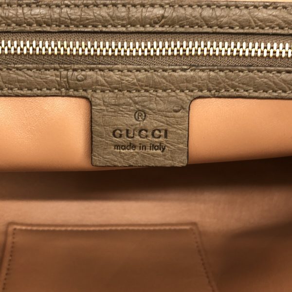 37743371 7 Gucci Nimfair Ostrich Handbag Gray Beige