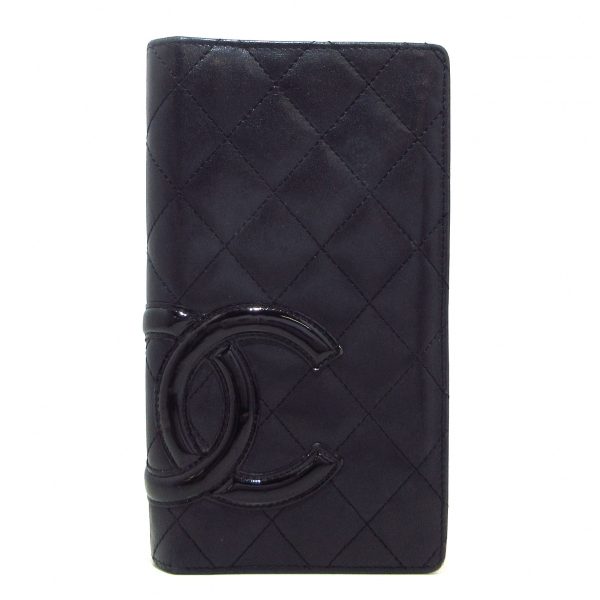 37748504 1 Chanel Cambon Line Lambskin Enamel Long Wallet Black