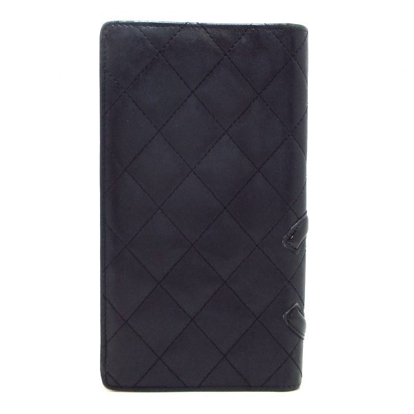 37748504 2 Chanel Cambon Line Lambskin Enamel Long Wallet Black