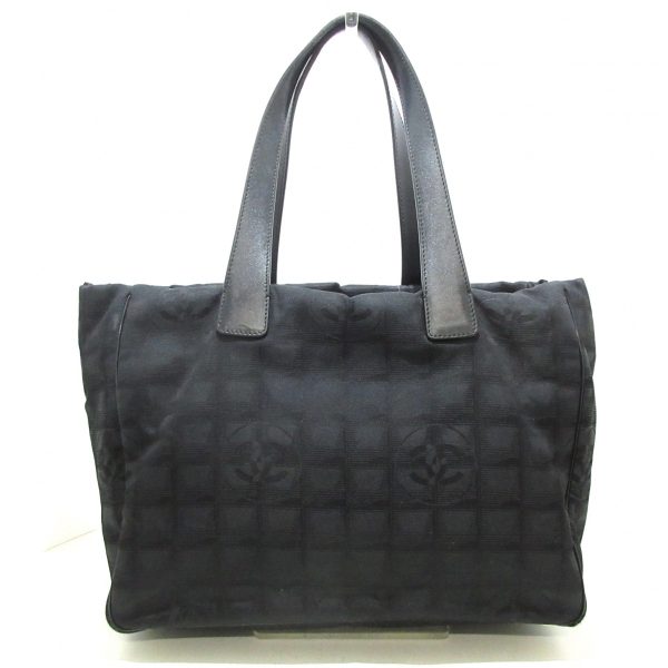 37748517 1 Chanel New Travel Line Mm Nylon Jacquard Leather Tote Bag Black