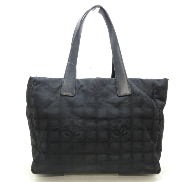 37748517 3 Chanel New Travel Line Mm Nylon Jacquard Leather Tote Bag Black