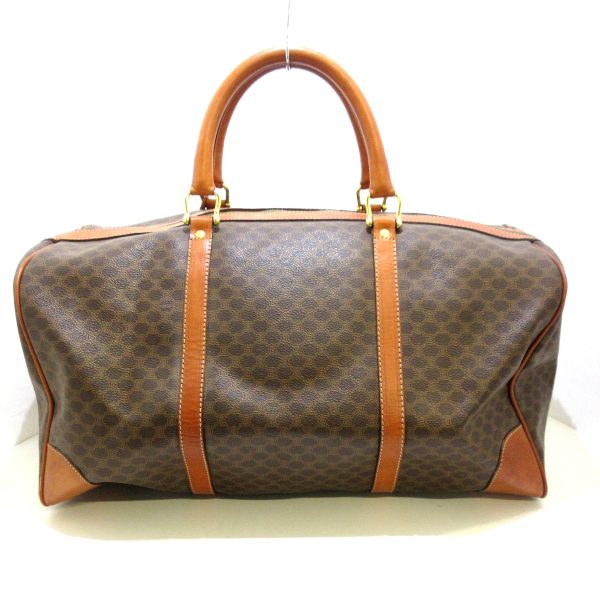 37750666 3 Celine Macadam Pattern PVC Boston Bag Brown