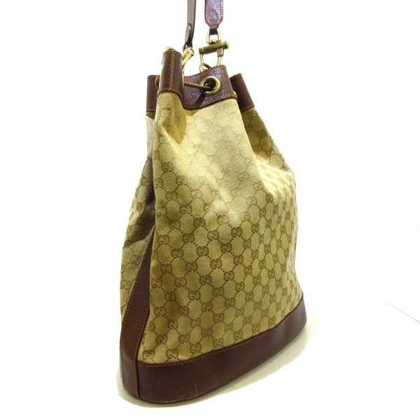 37756684 2 Gucci GG Shoulder Bag Drawstring Beige Dark Brown