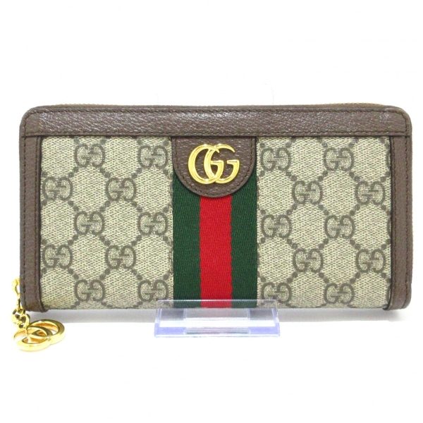 37756694 1 Gucci Ophidia Zip Around Wallet Gray Dark Brown Multi