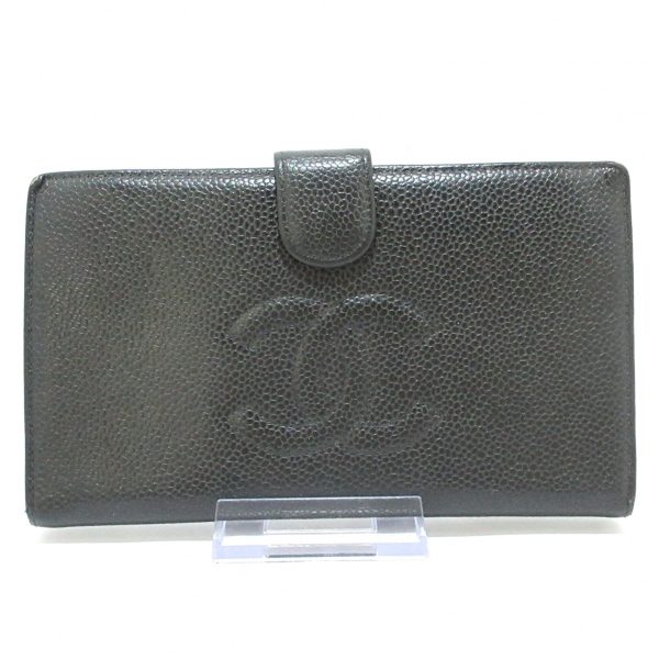 37759929 1 Chanel Caviar Skin Clasp Long Wallet Black