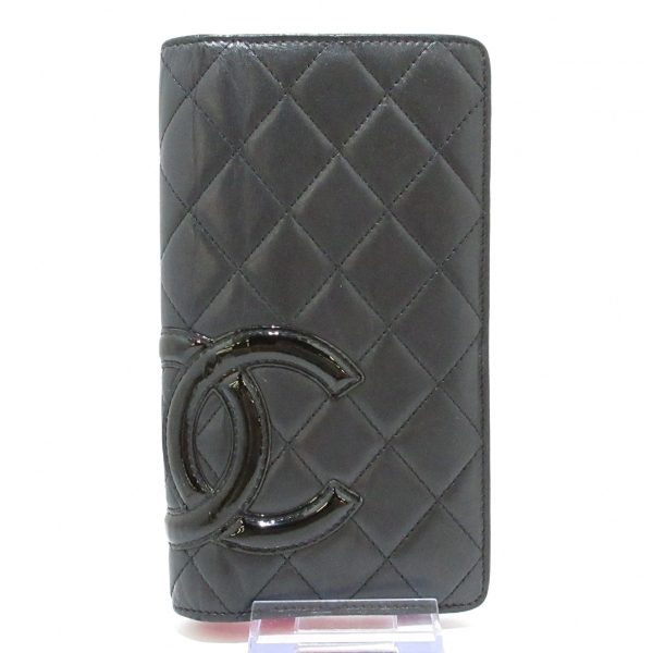 37763392 1 Chanel Cambon Line Lambskin Enamel Long Wallet Black