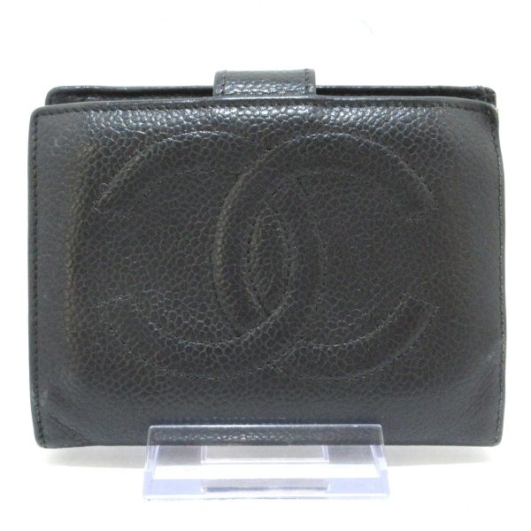 37763395 1 Chanel Bifold Coco Mark Caviar Skin Wallet Black