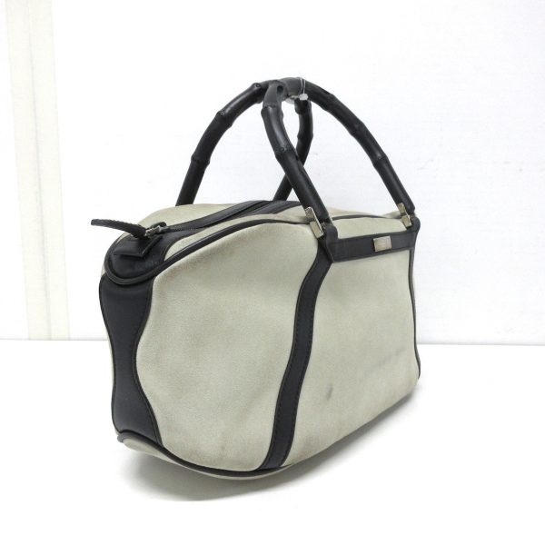 37763427 2 Gucci Bamboo Suede Handbag Light Gray