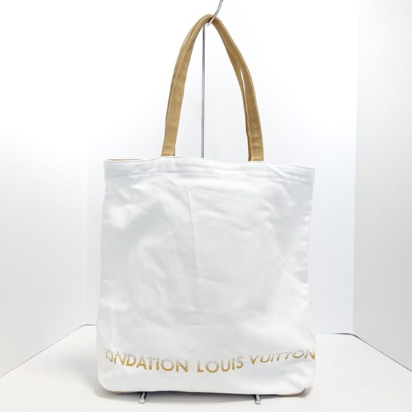 37763469 1 Louis Vuitton Fondation Canvas Tote Bag White Brown