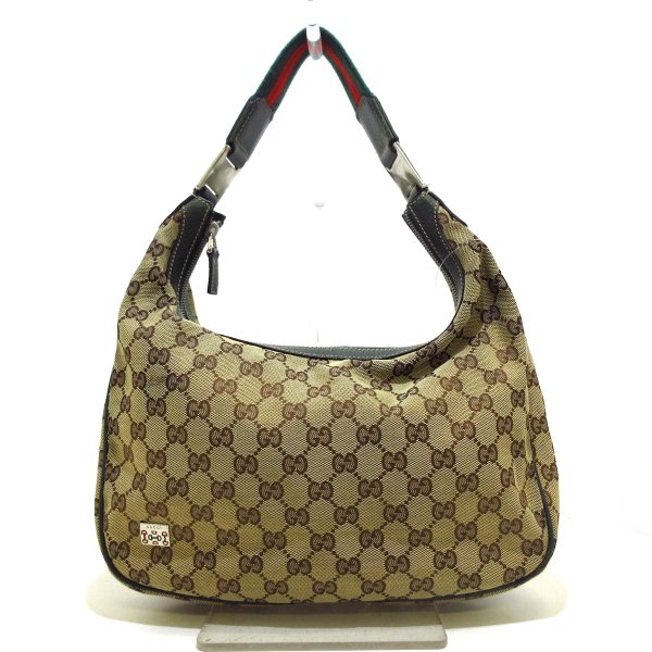 37779044 1 Gucci Gg Pattern Sherry Jacquard Shoulder Bag Beige