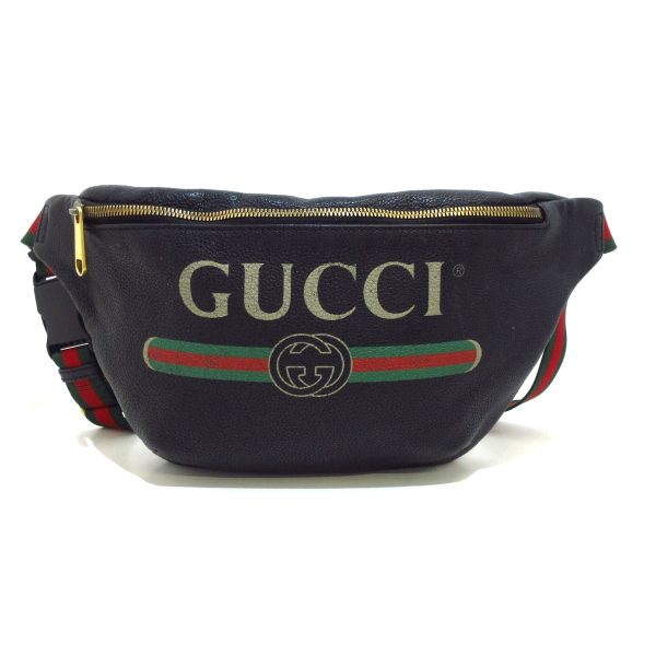 37779963 1 Gucci Print Leather Waist Pouch Black