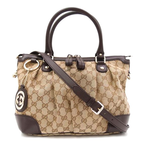 37780 1 Gucci Sookie GG Canvas 2Way Tote Bag Brown