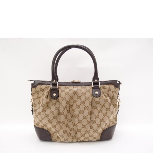 37780 2 Gucci Sookie GG Canvas 2Way Tote Bag Brown