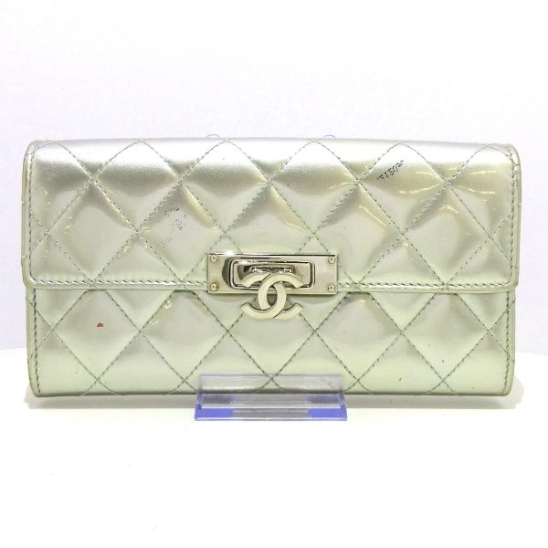 37781122 1 Chanel Cocorock Matelasse Long Wallet Silver Hardware Enamel Silver