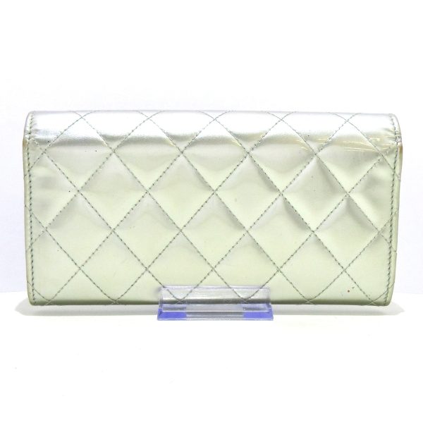 37781122 2 Chanel Cocorock Matelasse Long Wallet Silver Hardware Enamel Silver